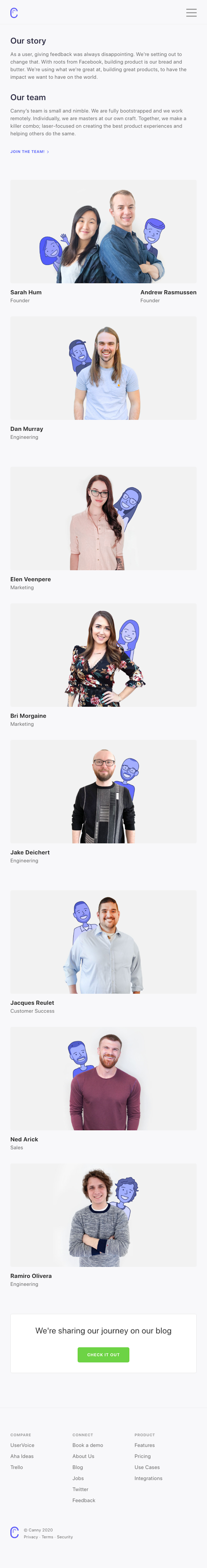Canny About Us Page Design