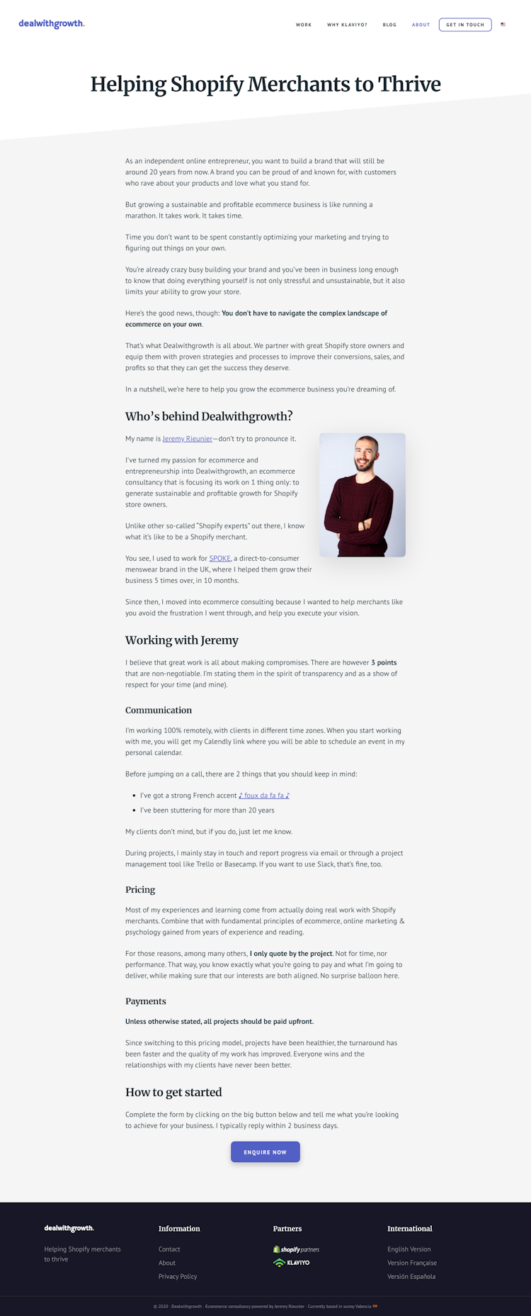 Dealwithgrowth About Us Page Design