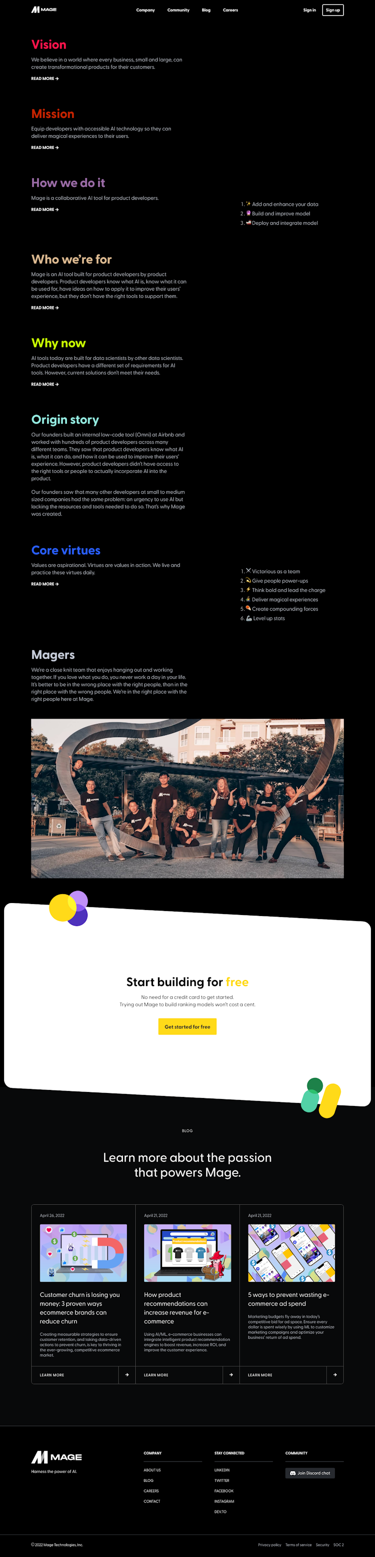 Mage About Us Page Design