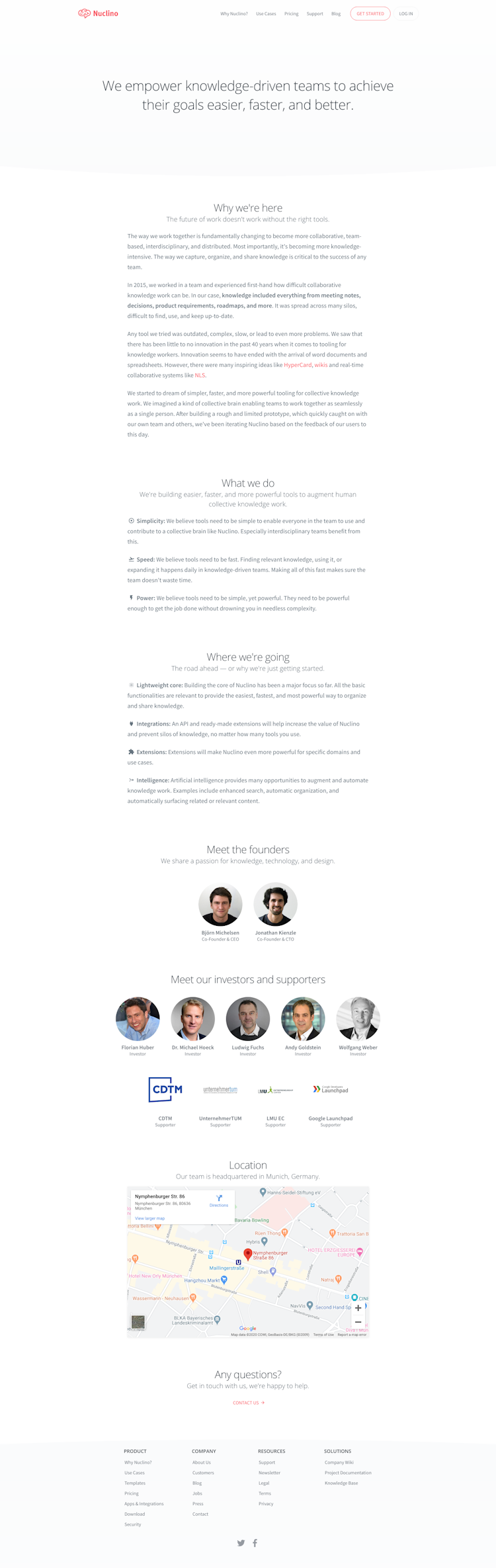 Nuclino About Us Page Design