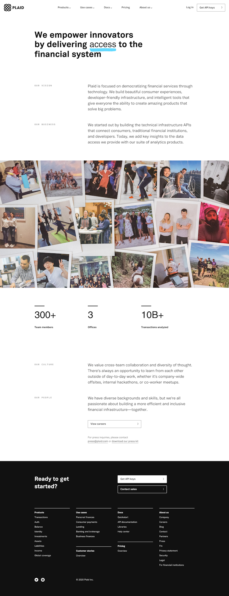 Plaid About Us Page Design