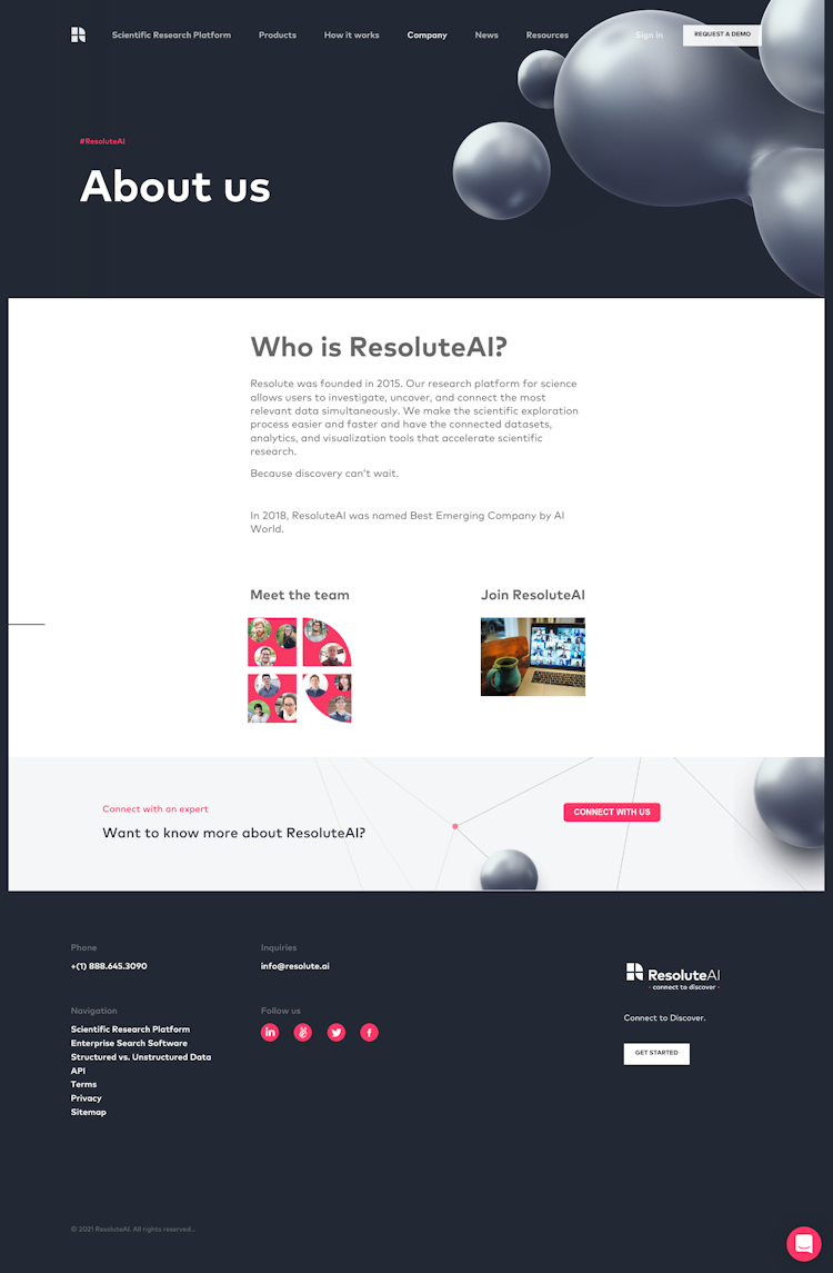 Resolute About Us Page Design