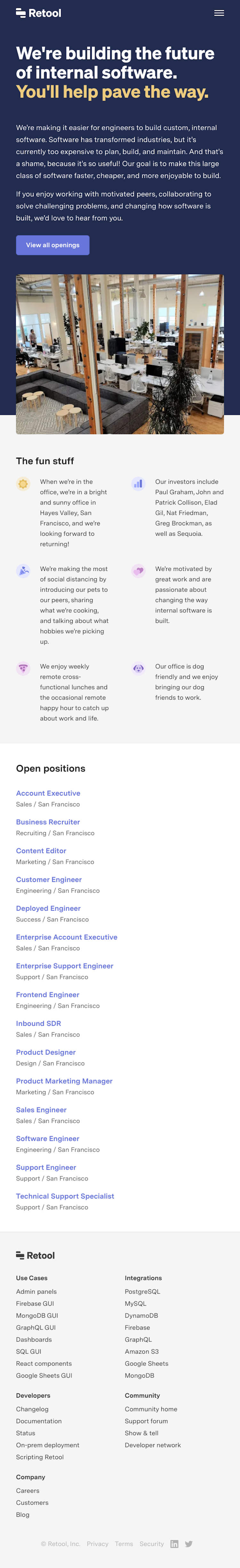 Retool About Us Page Design