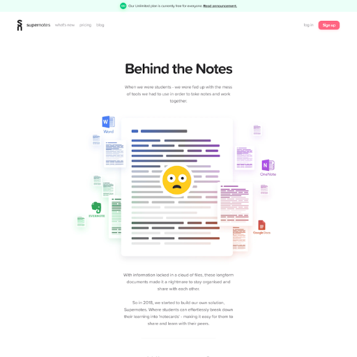 Supernotes About Us Page Design