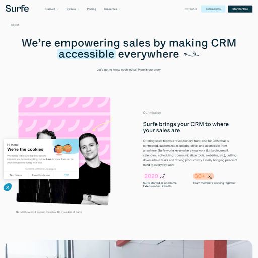 SURFE About Us Page Design