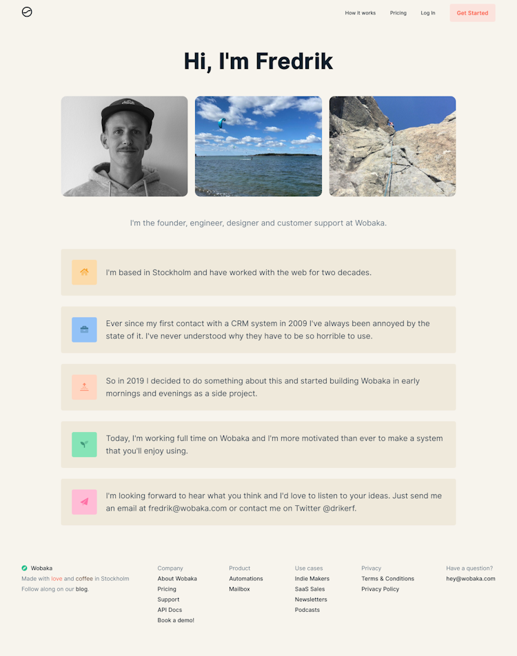 Wobaka About Us Page Design